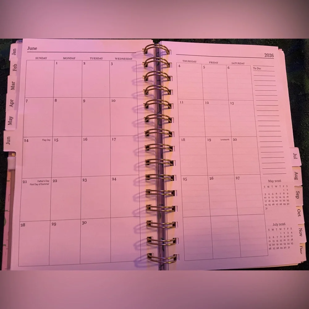 🍒Hardcover 2026 Organizational Planner, Monthly&Weekly, Cherry Design with Bows